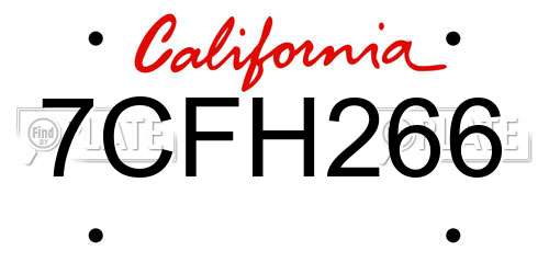 7CFH266 California License Plate