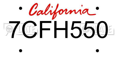 7CFH550 California License Plate