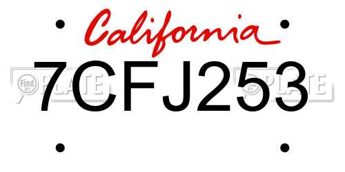 7CFJ253 California License Plate