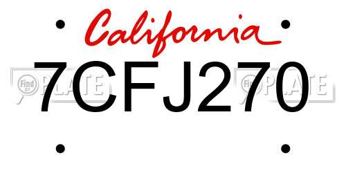 7CFJ270 California License Plate
