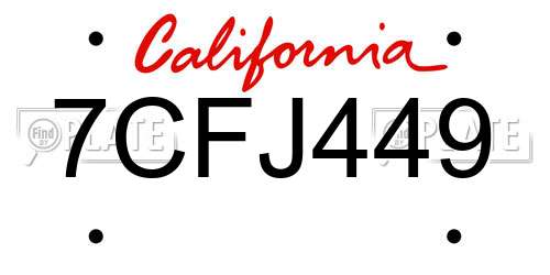 7CFJ449 California License Plate