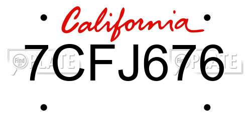 7CFJ676 California License Plate