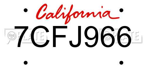 7CFJ966 California License Plate