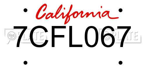 7CFL067 California License Plate