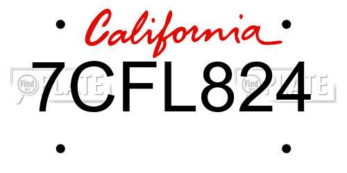 7CFL824 California License Plate
