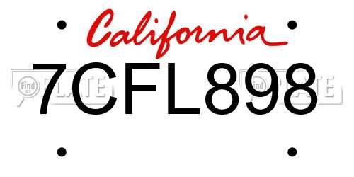 7CFL898 California License Plate