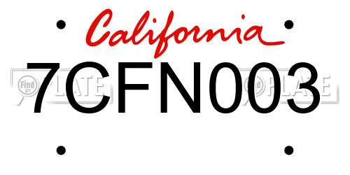 7CFN003 California License Plate