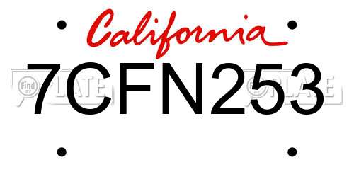 7CFN253 California License Plate