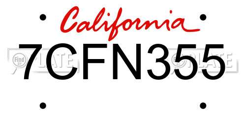 7CFN355 California License Plate