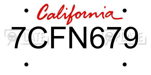 7CFN679 California License Plate