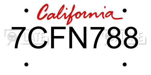 7CFN788 California License Plate