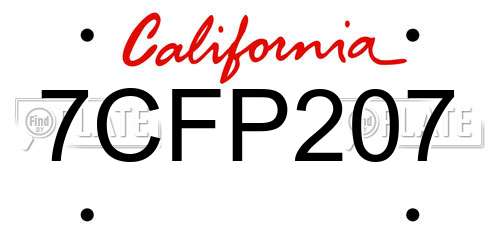 7CFP207 California License Plate