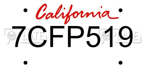 7CFP519 California License Plate