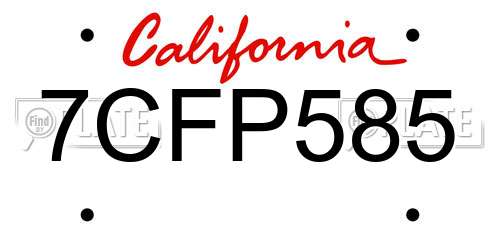 7CFP585 California License Plate