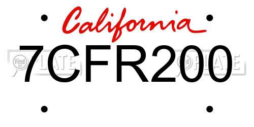 7CFR200 California License Plate