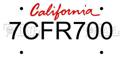 7CFR700 California License Plate