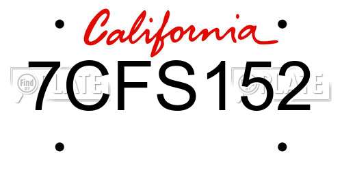 7CFS152 California License Plate