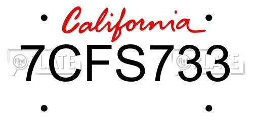 7CFS733 California License Plate