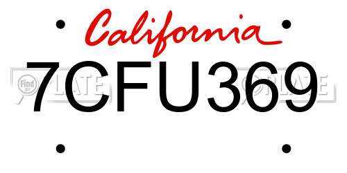 7CFU369 California License Plate