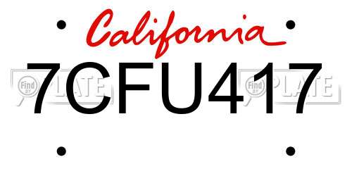 7CFU417 California License Plate