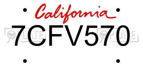 7CFV570 California License Plate
