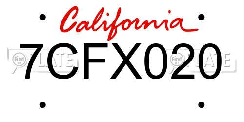 7CFX020 California License Plate