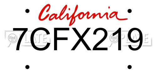 7CFX219 California License Plate