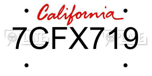7CFX719 California License Plate