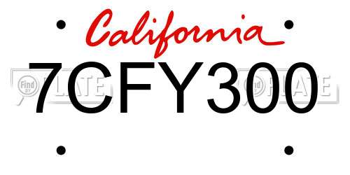 7CFY300 California License Plate