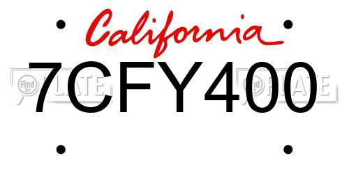 7CFY400 California License Plate