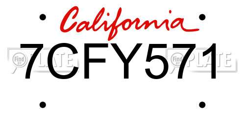 7CFY571 California License Plate