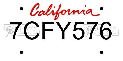 7CFY576 California License Plate