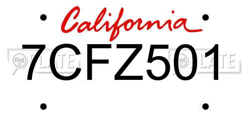 7CFZ501 California License Plate