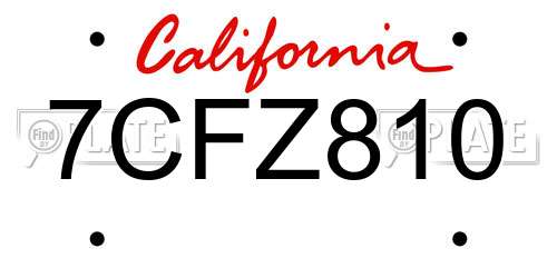 7CFZ810 California License Plate