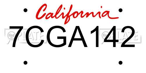 7CGA142 California License Plate