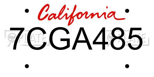 7CGA485 California License Plate