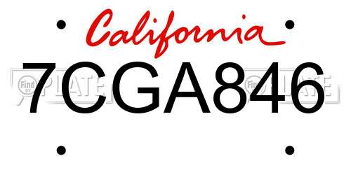 7CGA846 California License Plate