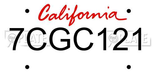 7CGC121 California License Plate