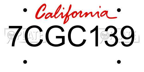 7CGC139 California License Plate