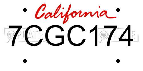 7CGC174 California License Plate