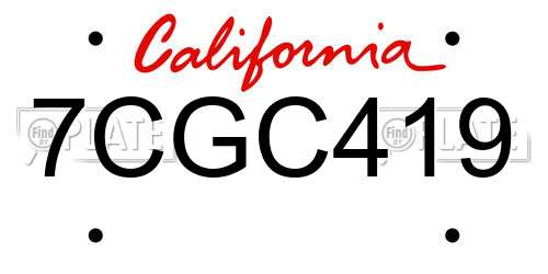 7CGC419 California License Plate