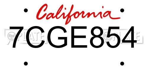 7CGE854 California License Plate