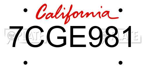 7CGE981 California License Plate