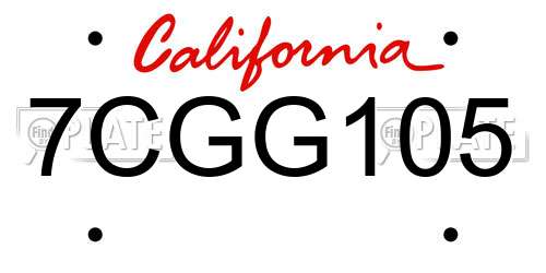 7CGG105 California License Plate
