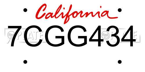 7CGG434 California License Plate