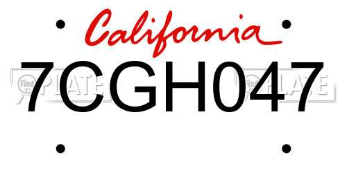 7CGH047 California License Plate