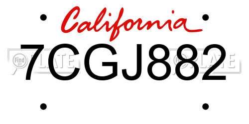 7CGJ882 California License Plate