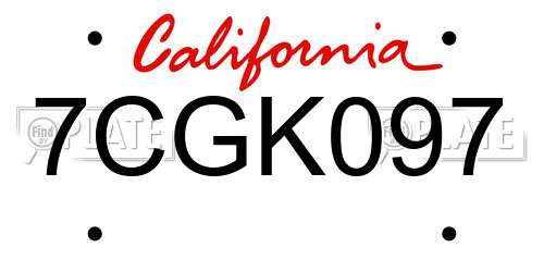 7CGK097 California License Plate