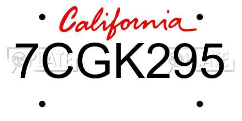 7CGK295 California License Plate