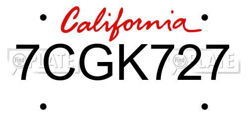 7CGK727 California License Plate